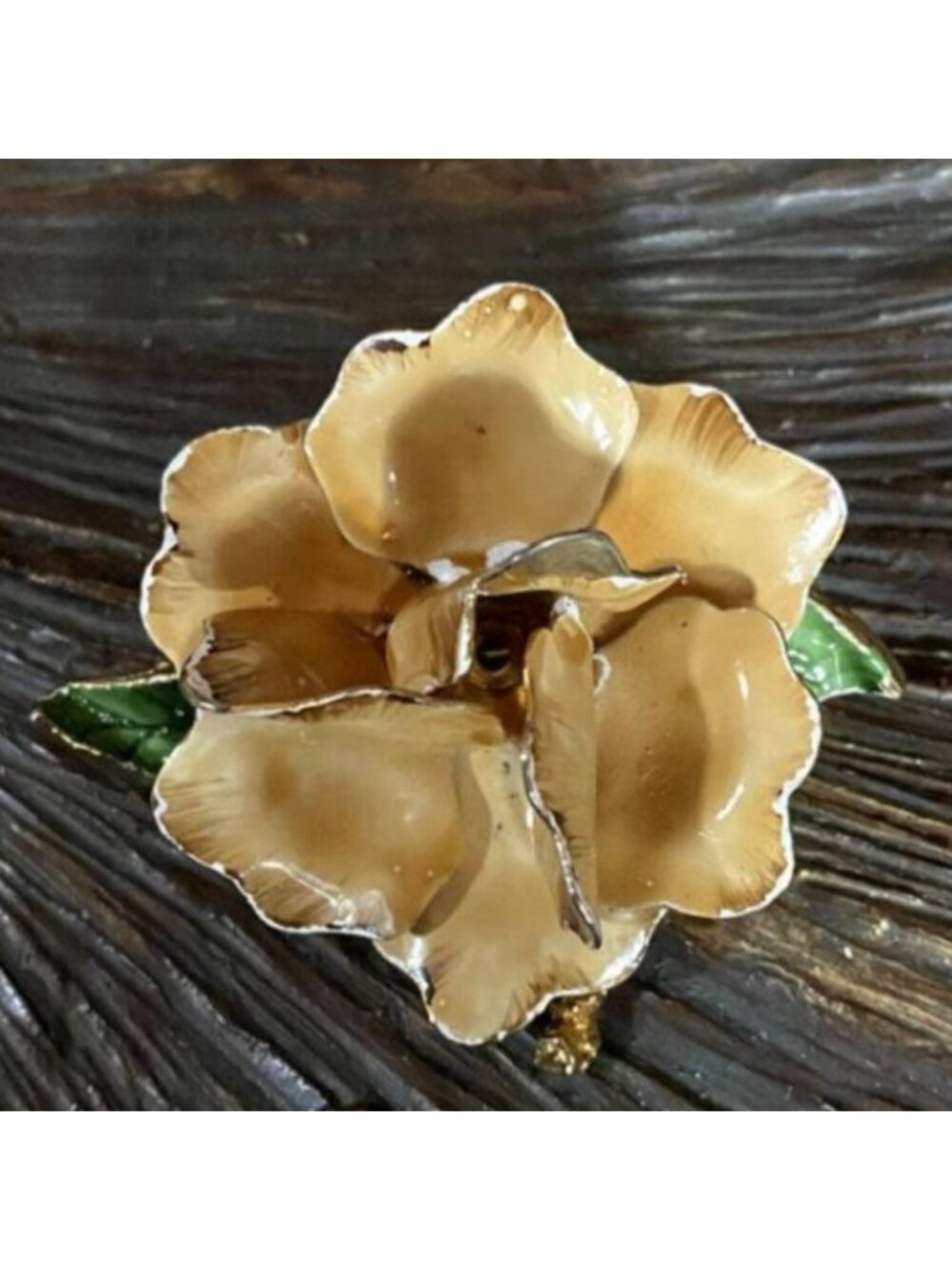 Gold Tone Layered Flower Petal Pin Vintage Mid Century Jewelry Statement Gift - Picture 8 of 8
